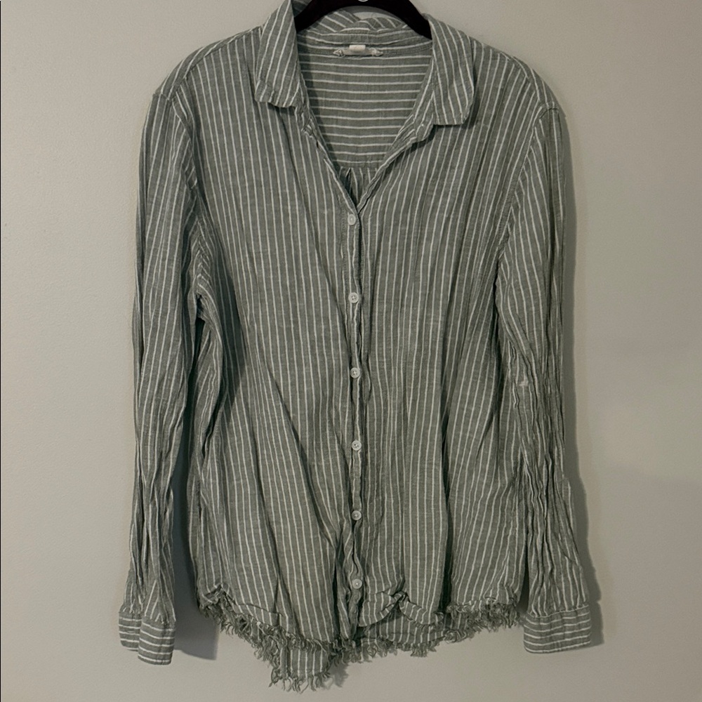 Women’s Striped Button-Up fringe Shirt